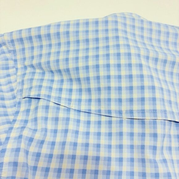 Poncho Men’s Shirt Size M Blue Gingham Check Button Front Long Sleeve Outdoor - Picture 12 of 12